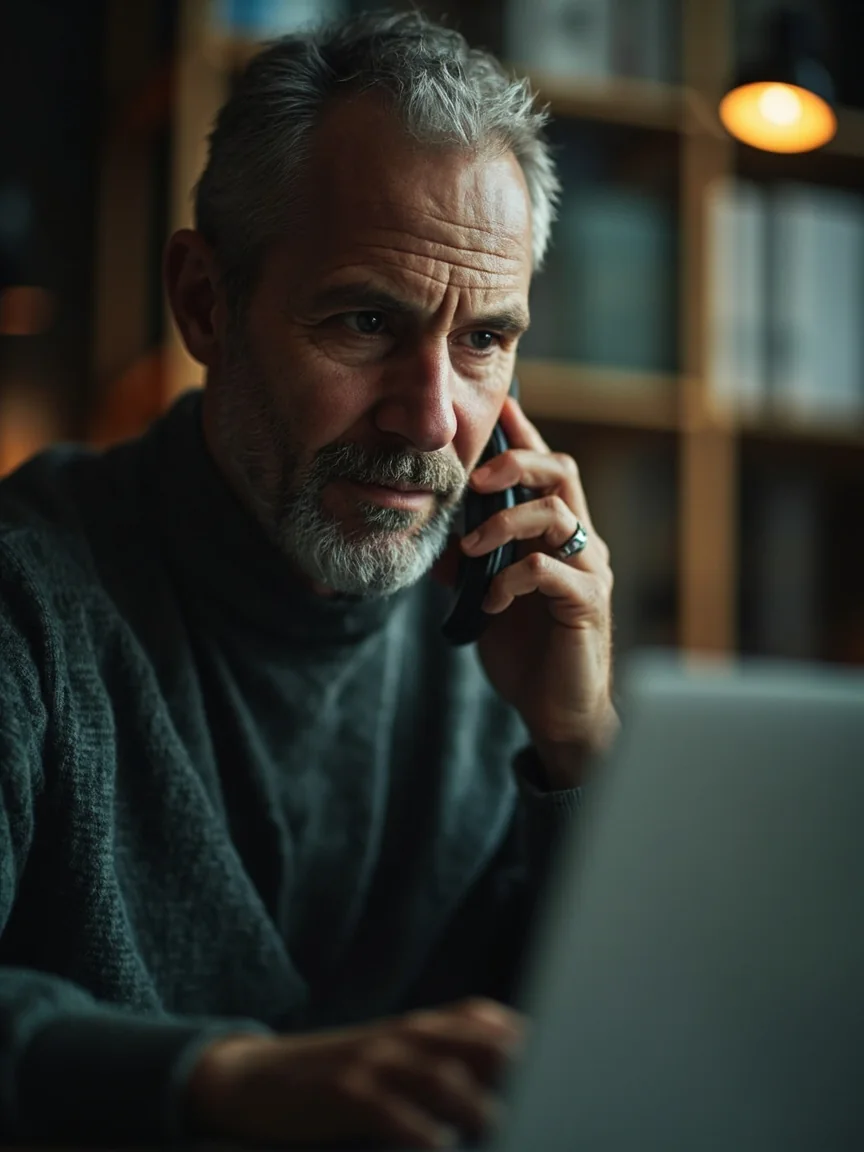 A customer care phone scene with an account recovery context