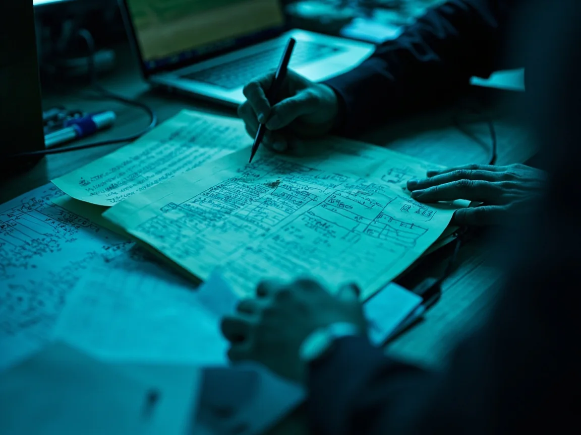 Cricket analyst reviewing a handwritten scorebook beside a laptop